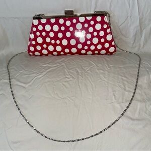 NWOT Neiman-Marcus Pink/White Polka Dot Clutch/Shoulder/Crossbody Bag